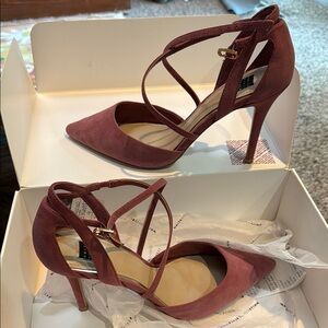 White House Black Market Lavender Strappy Heels